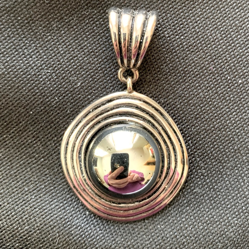 Premier Design Silver Pendant-Slide.  Black and silver with large bail
